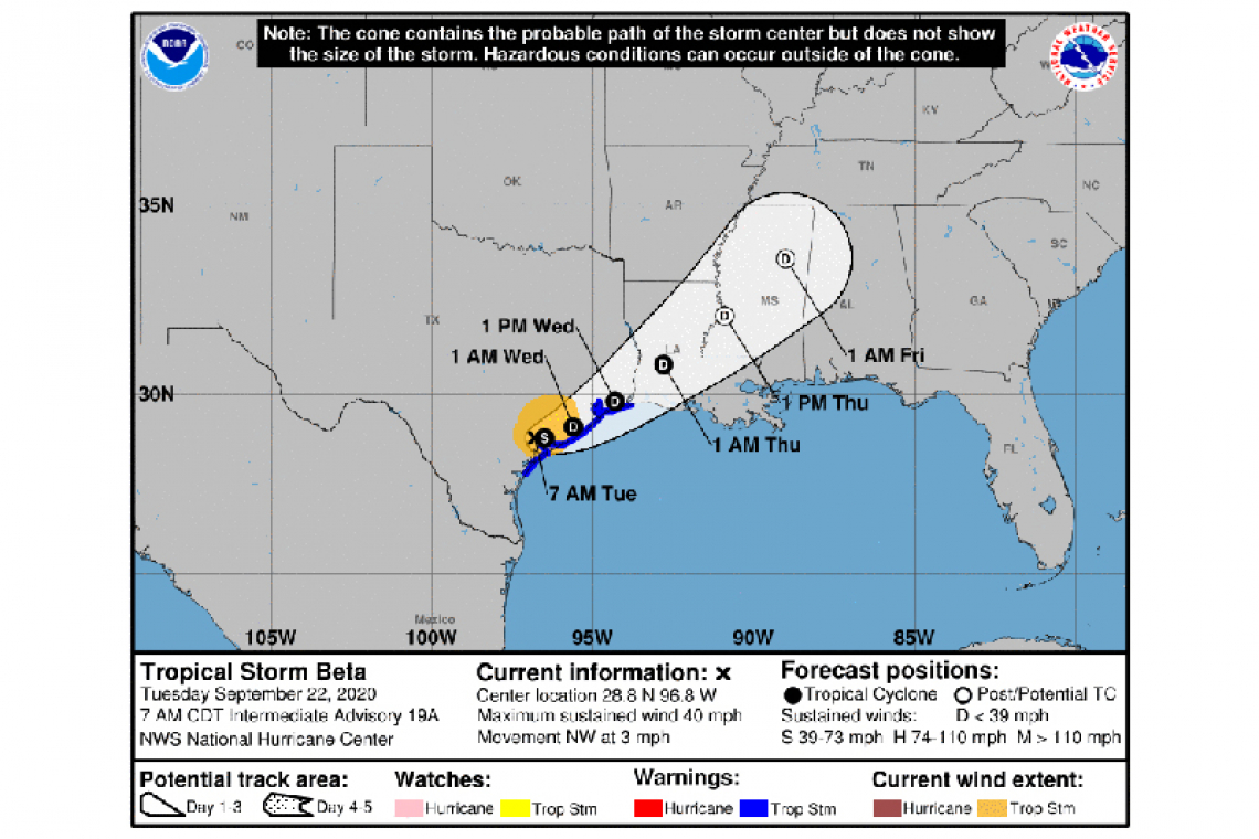 ...BETA EXPECTED TO STALL INLAND OVER TEXAS TODAY...