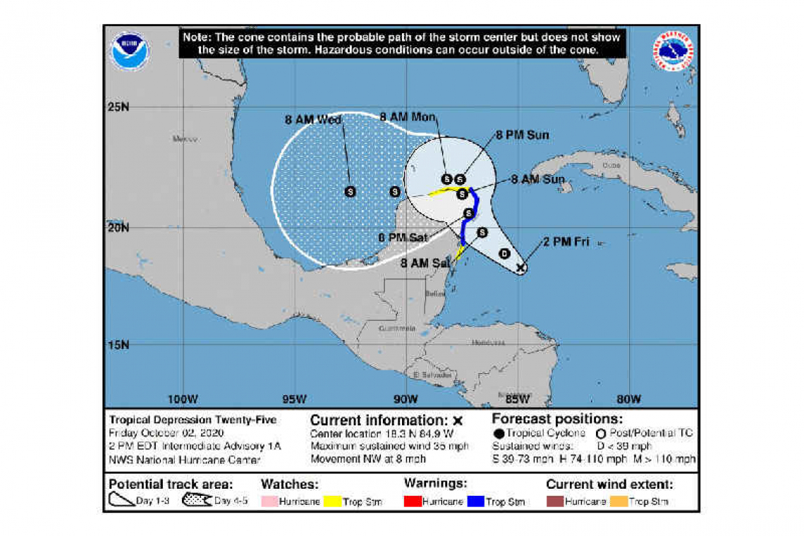 ...DEPRESSION HEADED FOR THE YUCATAN PENINSULA...