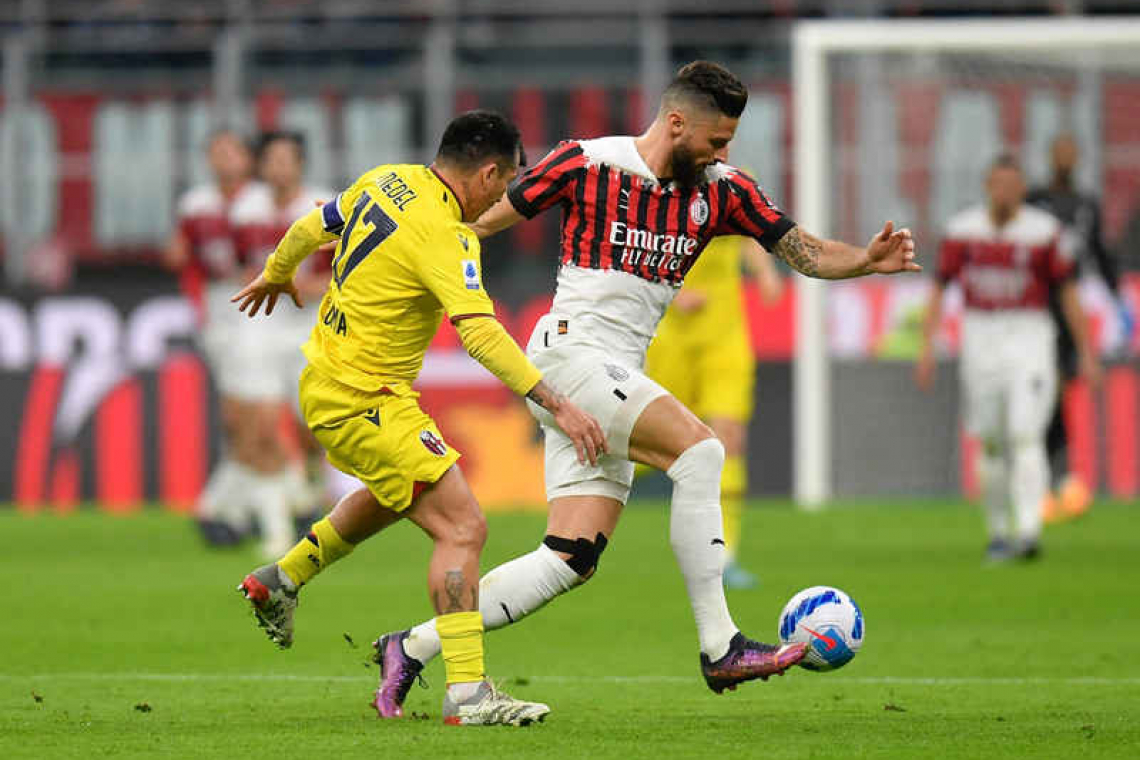 Milan held by Bologna, lead now one point atop Serie A