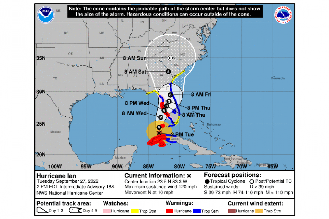 ...HURRICANE IAN GROWING STRONGER IN THE SOUTHEASTERN GULF OF MEXICO...