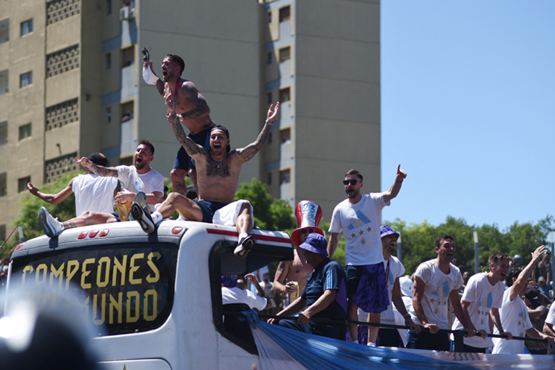 Argentina's World Cup heroes airlifted in helicopters as street party overflows