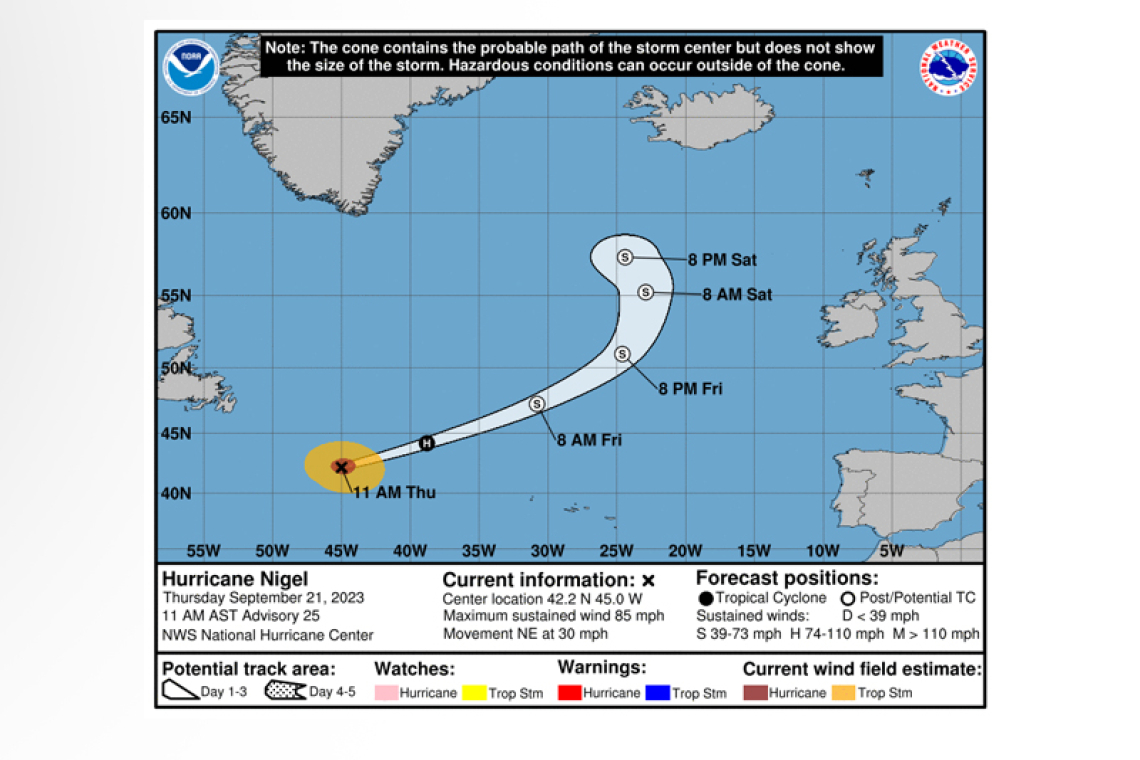 ...NIGEL MOVING RAPIDLY NORTHEASTWARD ...