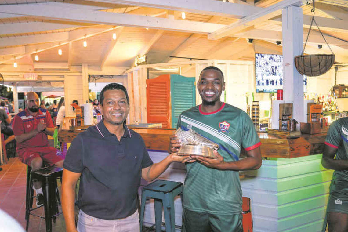 Gerwin Lake presented with trophy for top goal scorer 