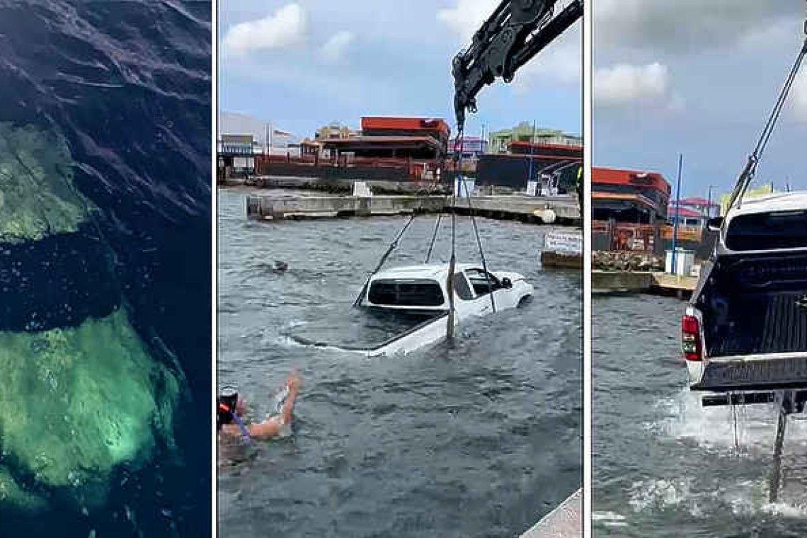 Passengers of vehicle escape after  nose dive into Simpson Bay Lagoon