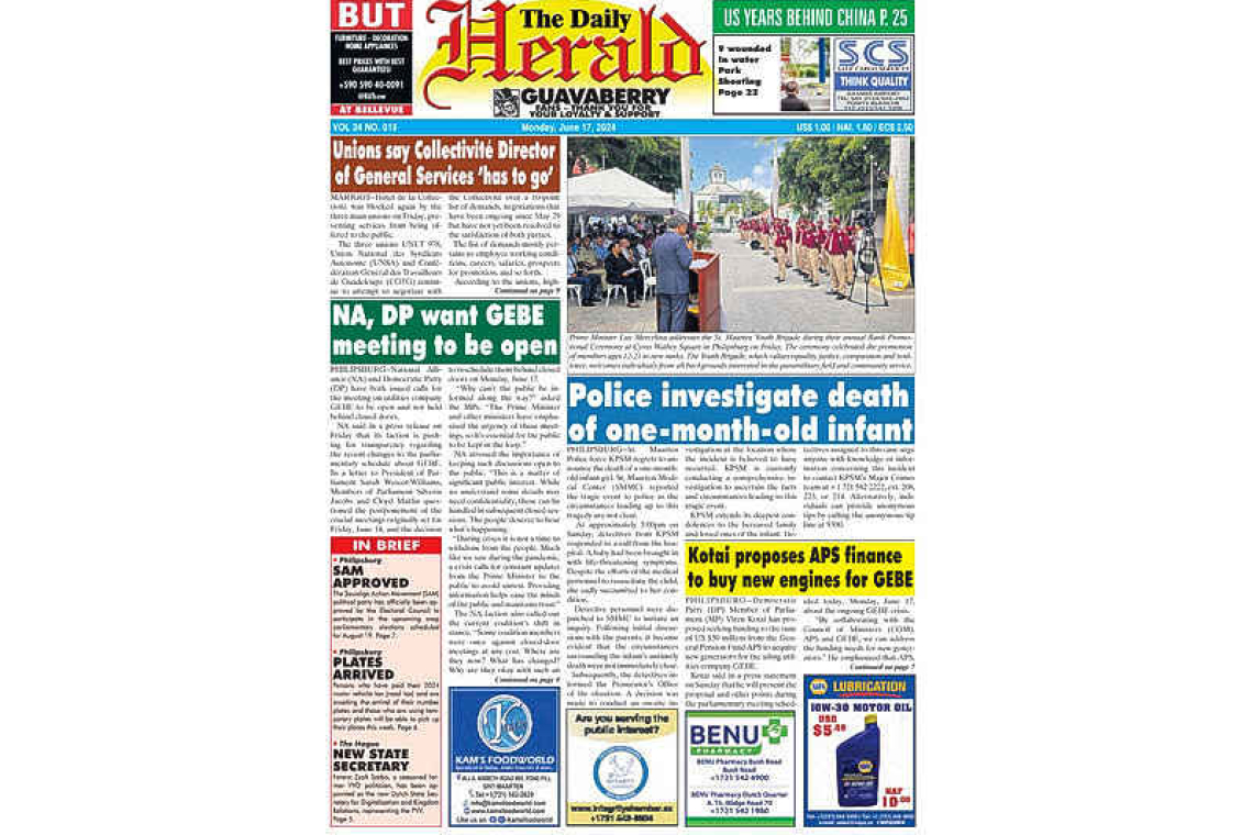 E-paper Edition https://www.thedailyherald.sx/images/pdf/Jun-17-2024.pdf