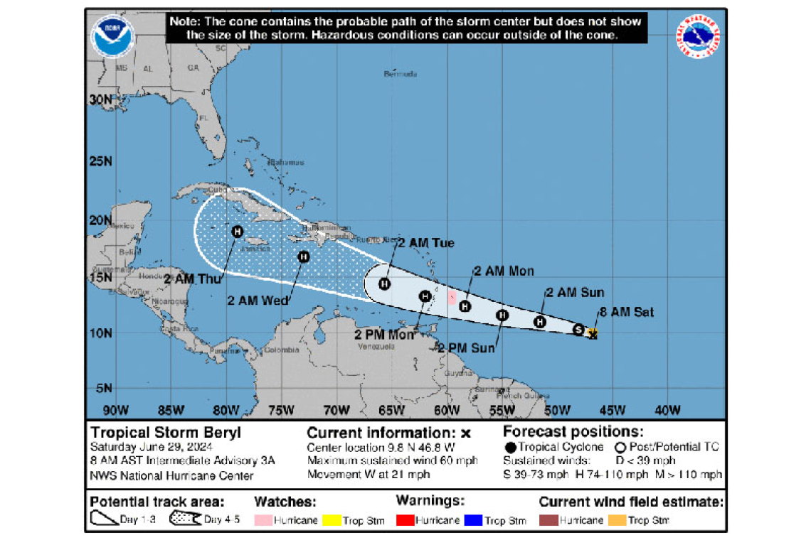 ...BERYL STRENGTHENING...     ...EXPECTED TO BECOME A HURRICANE BEFORE IT REACHES THE WINDWARD ISLANDS...