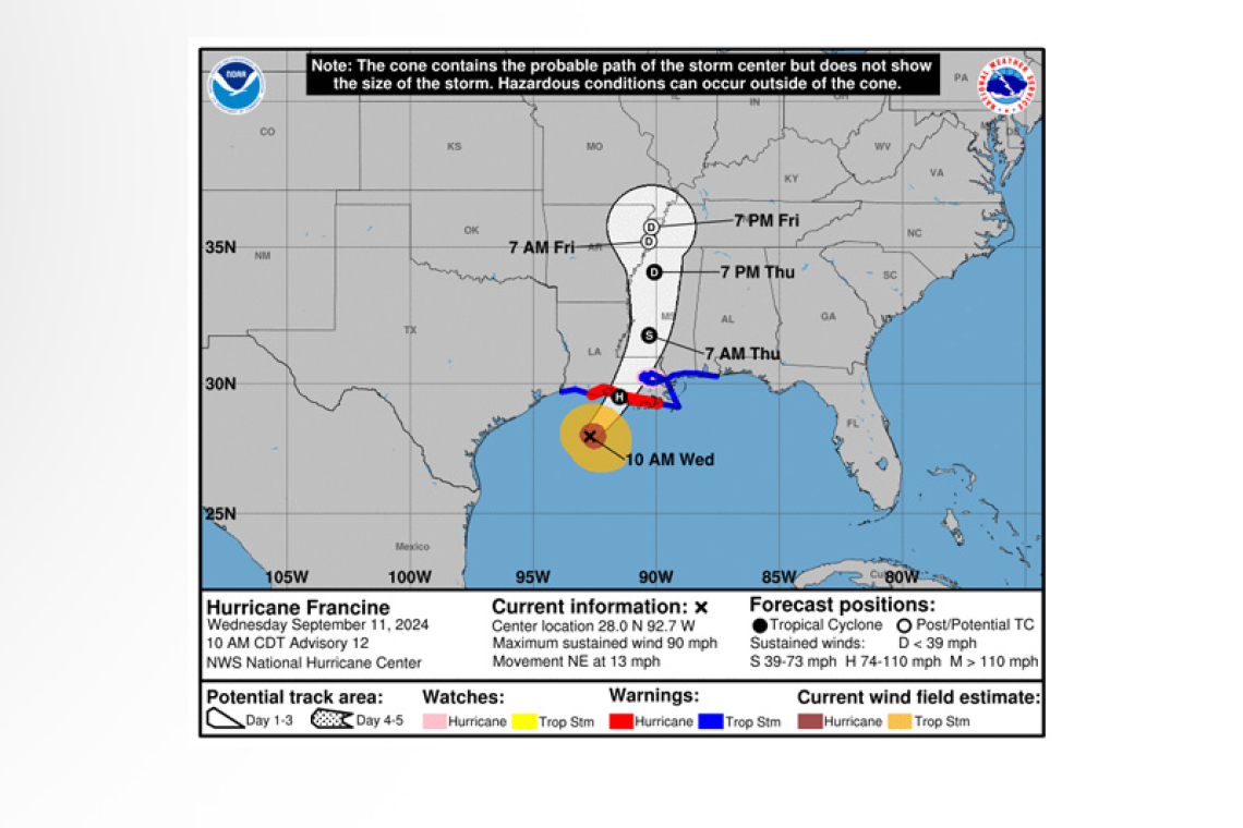 ...FRANCINE MOVING NORTHEASTWARD TOWARD THE LOUISIANA COAST...