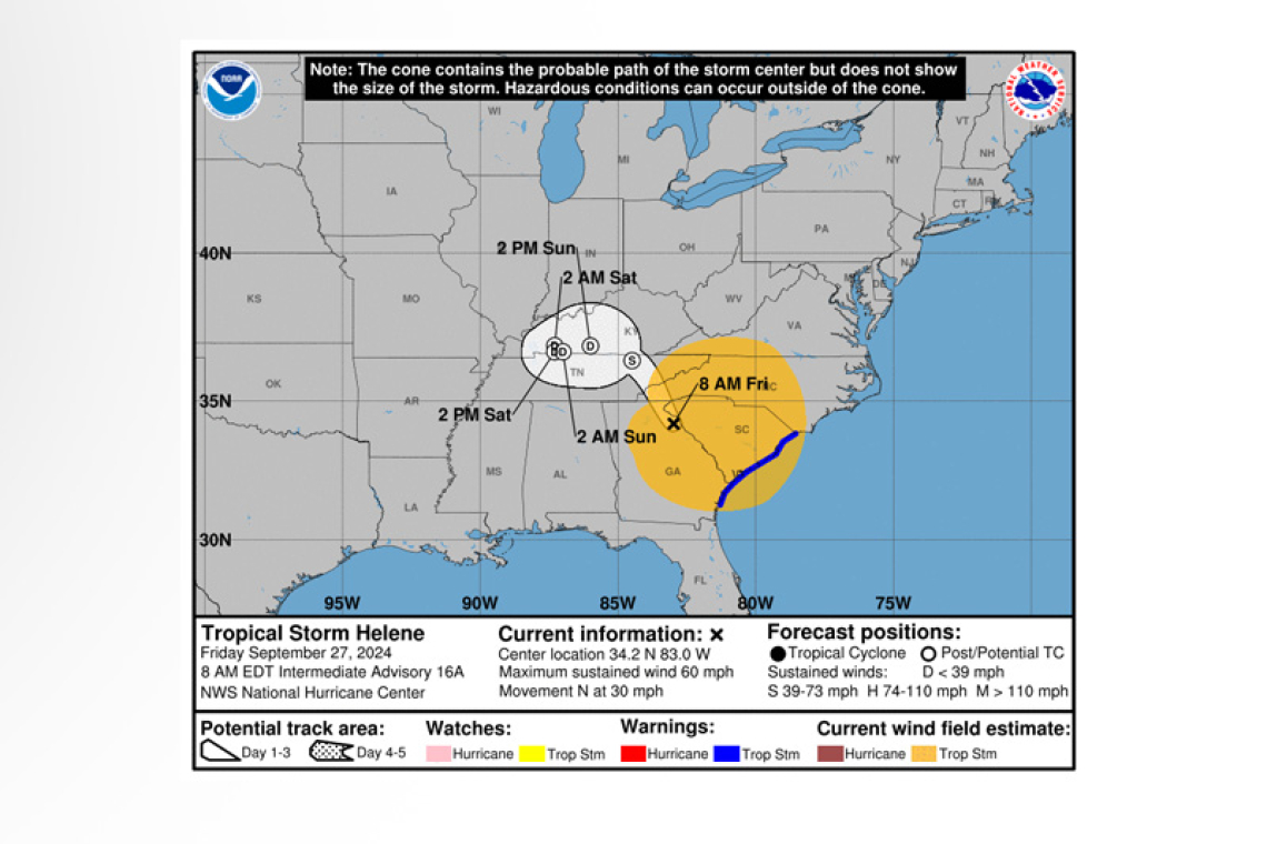 ...HELENE WEAKENS TO A TROPICAL STORM AS IT MOVES FARTHER INLAND  OVER GEORGIA...