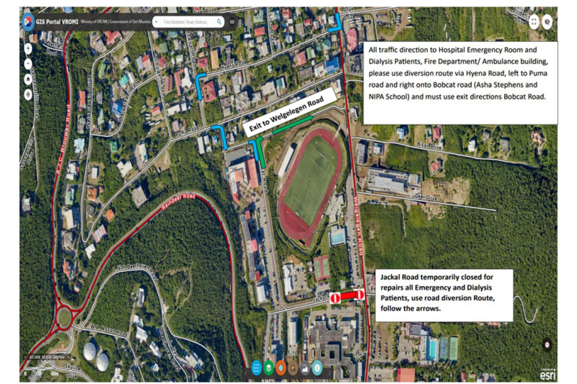 Section of Jackal Road  closed for repair work