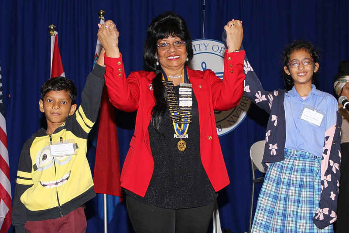  Meher Rajani and Arudra Bharrat  joint Rotary spelling bee winners