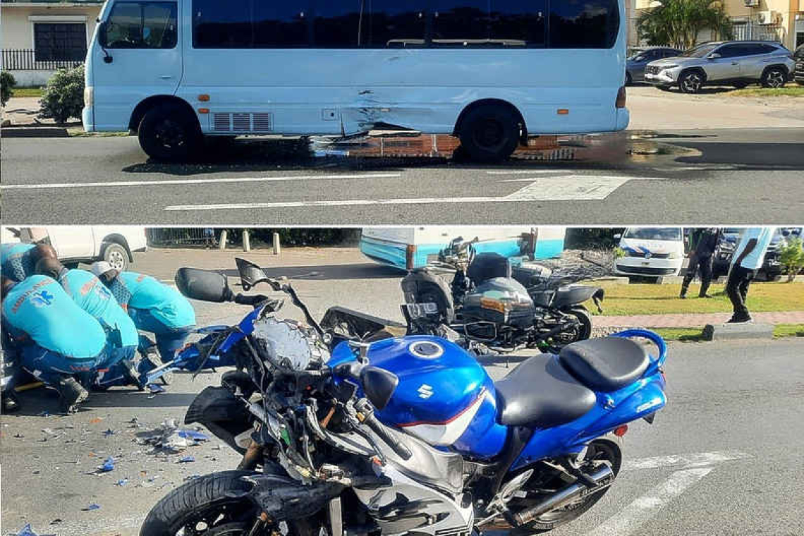    Motorbike crash with injuries,  coaster bus driver responsible