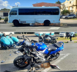    Motorbike crash with injuries,  coaster bus driver responsible