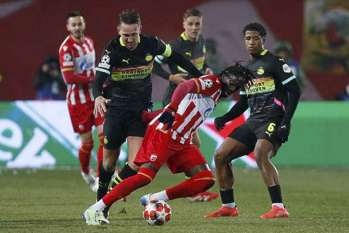 De Jong scores twice as 10-man PSV beat Red Star Belgrade